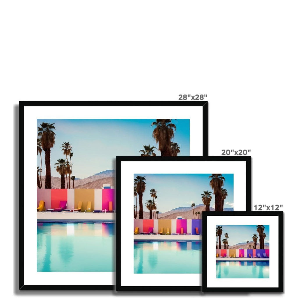 SeekandRamble Fine art Palm Springs Pool Beds Ai Framed & Mounted Print