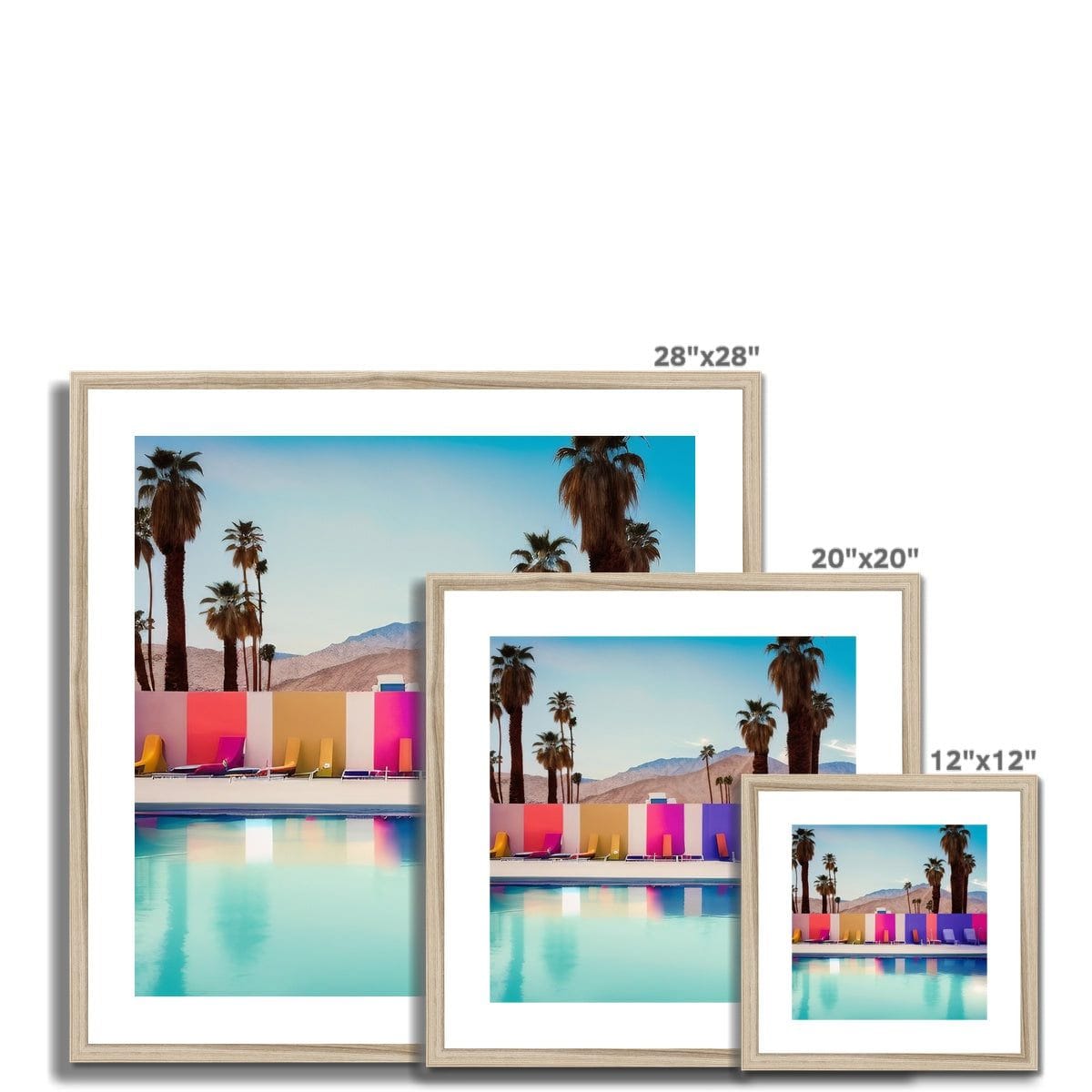 Seek & Ramble Framed Palm Springs Pool Beds Ai Framed & Mounted Print