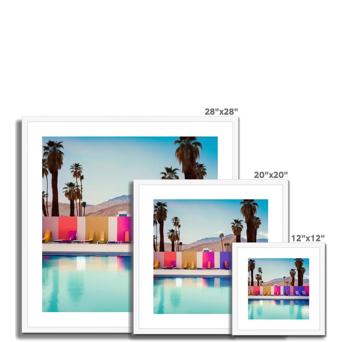 Seek & Ramble Framed Palm Springs Pool Beds Ai Framed & Mounted Print