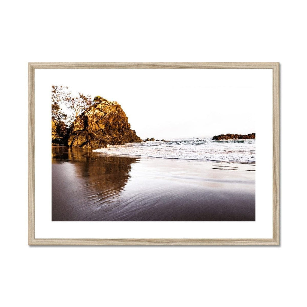 Seek & Ramble Framed A4 Landscape / Natural Frame Port Macquarie Beach Coastal View Framed & Mounted Print
