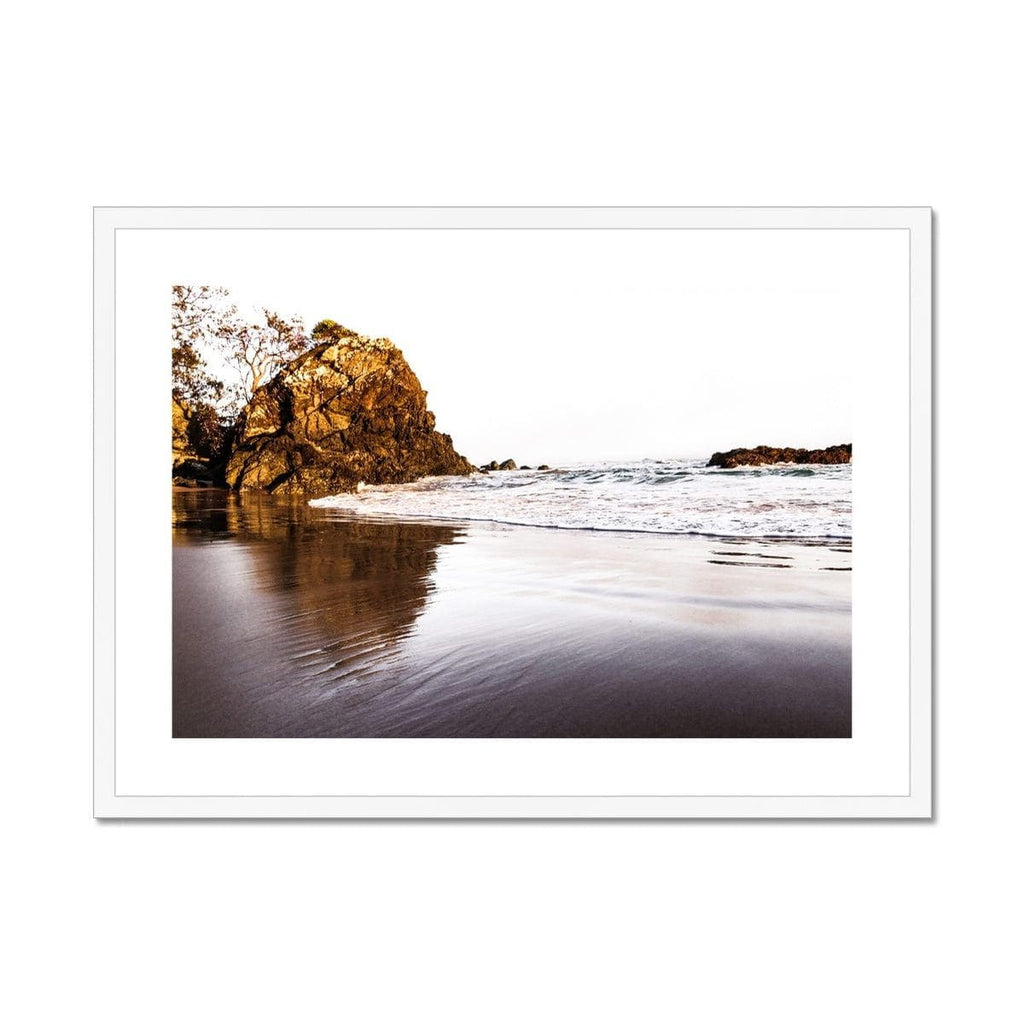 Seek & Ramble Framed A4 Landscape / White Frame Port Macquarie Beach Coastal View Framed & Mounted Print