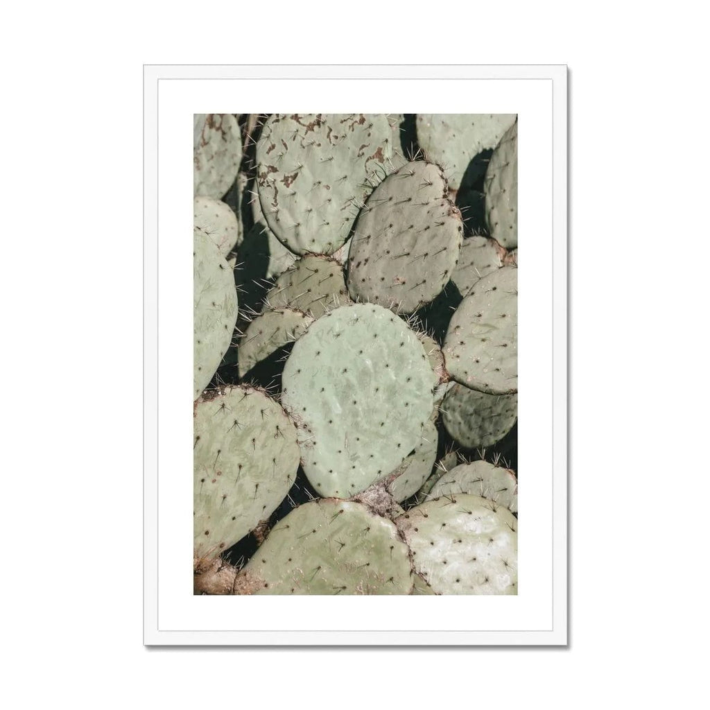 SeekandRamble Framed 20"x28" / White Frame Prickly Pear Cactus Framed Print