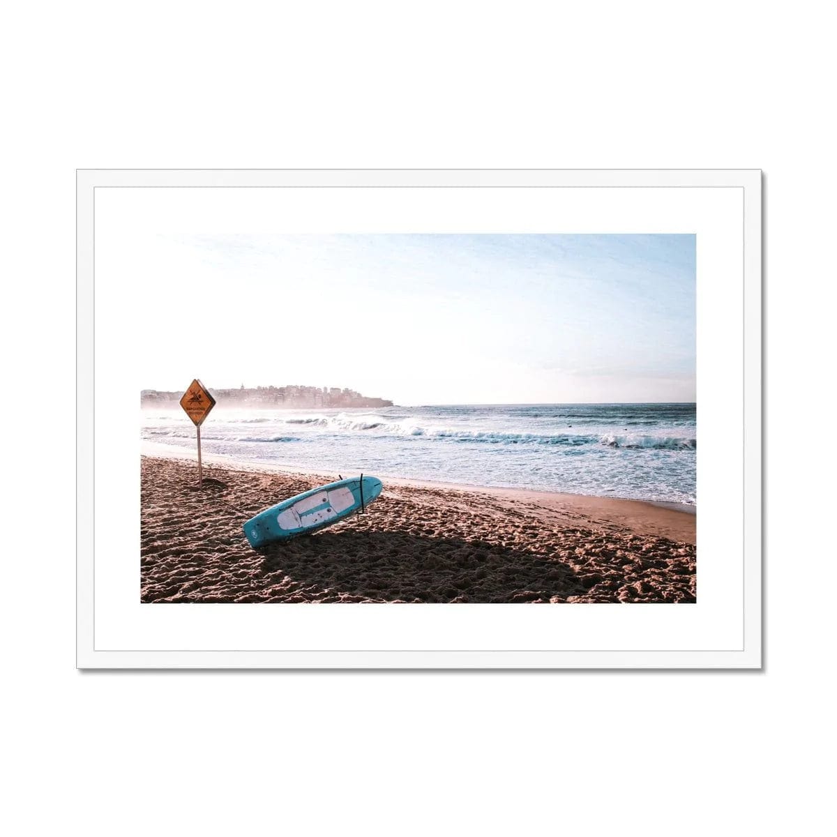 Seek & Ramble Framed A4 Landscape / White Frame Resting On Bondi Beach Framed & Mounted Print