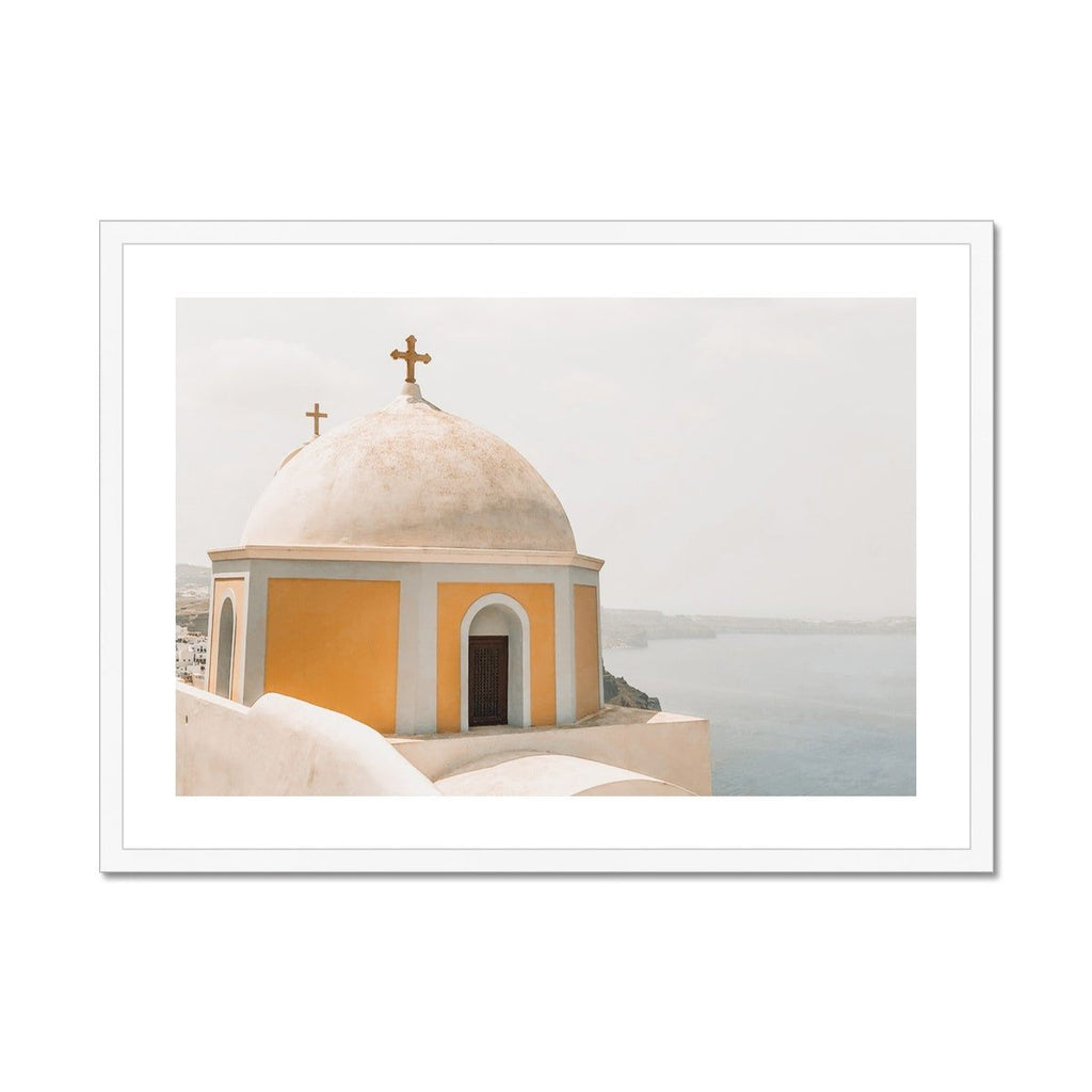 SeekandRamble Framed 28"x20" / White Frame Santorini House of Worship Framed Print