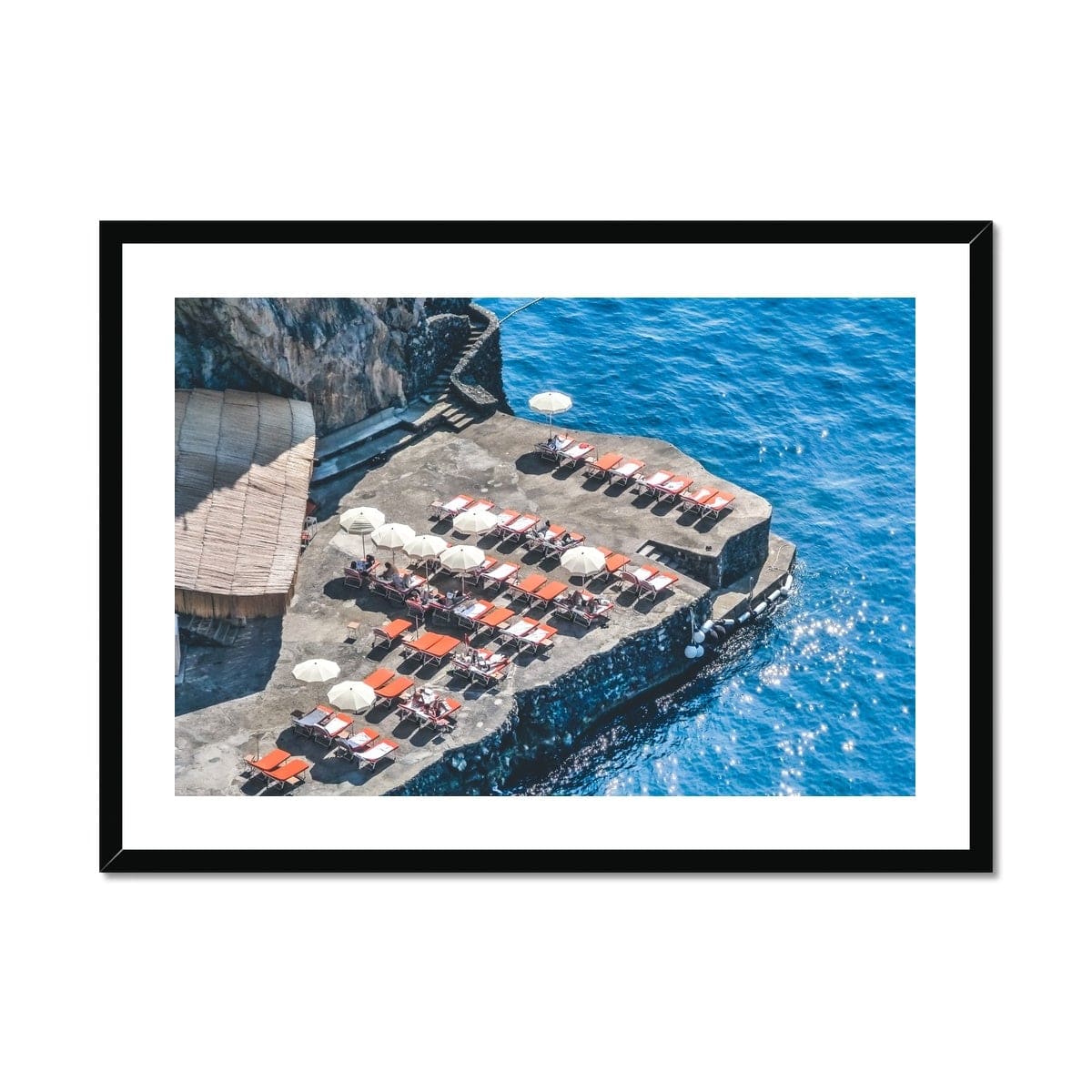 Adam Davies Framed 16"x12" (40.64x30.48cm) / Black Frame Sunbathing Sorrento Italy Framed Print