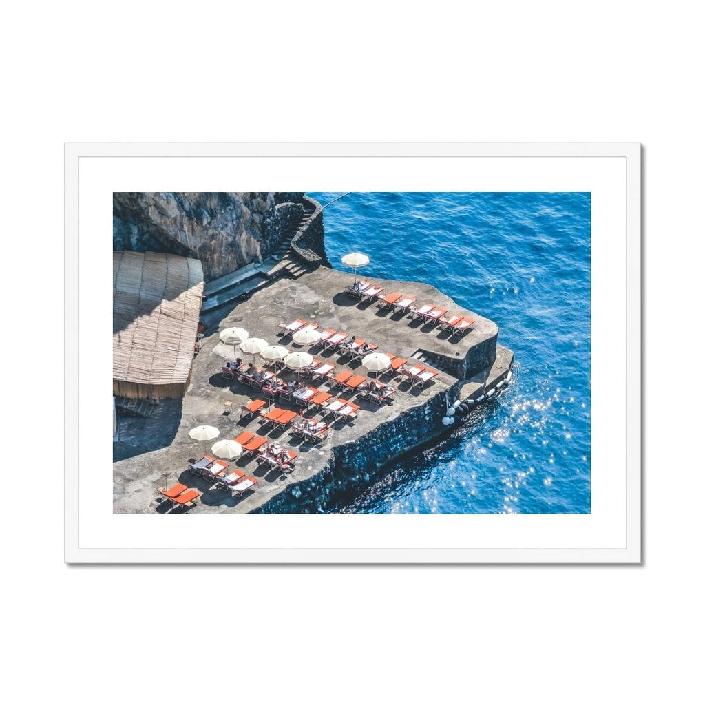 SeekandRamble Framed 16"x12" (40.64x30.48cm) / White Frame Sunbathing Sorrento Italy Framed Print