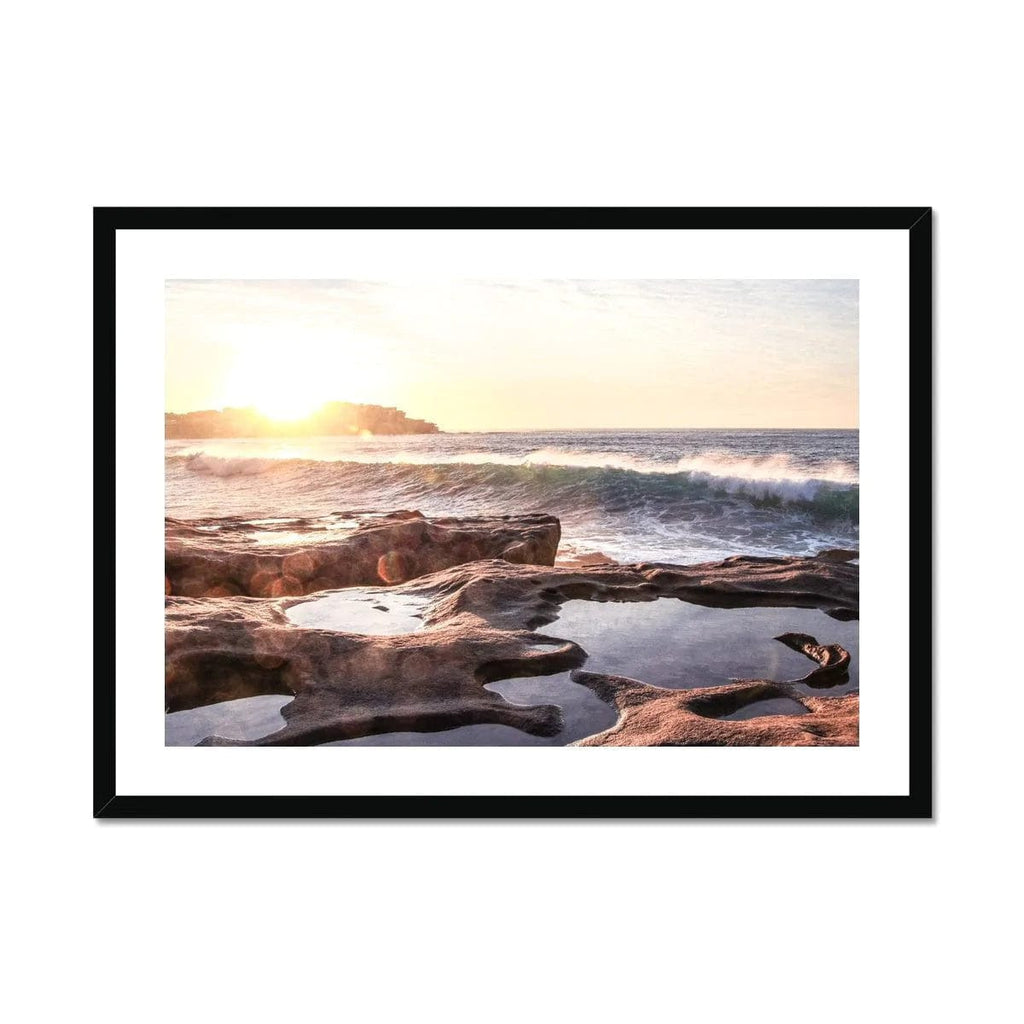 SeekandRamble Fine art 28"x20" / Black Frame Sunrise Over North Bondi Beach Framed Print