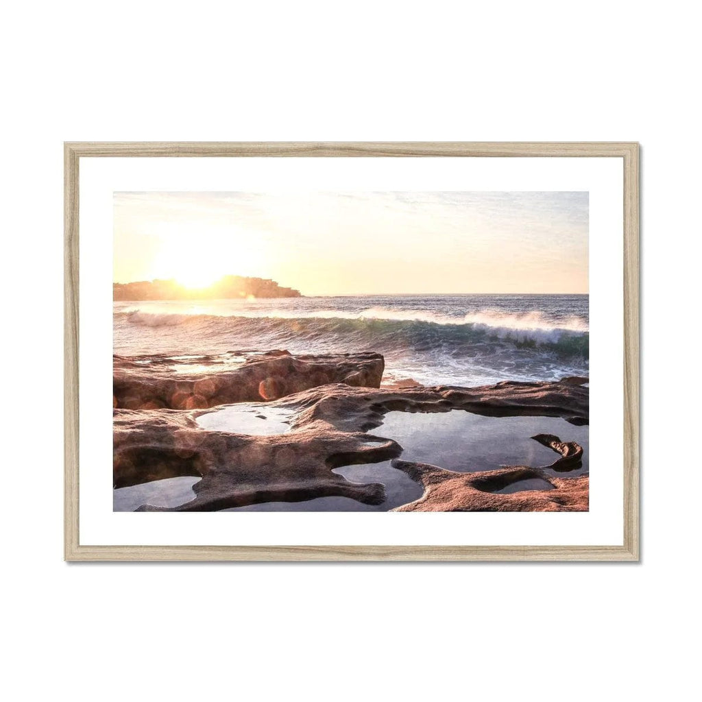 SeekandRamble Fine art 28"x20" / Natural Frame Sunrise Over North Bondi Beach Framed Print