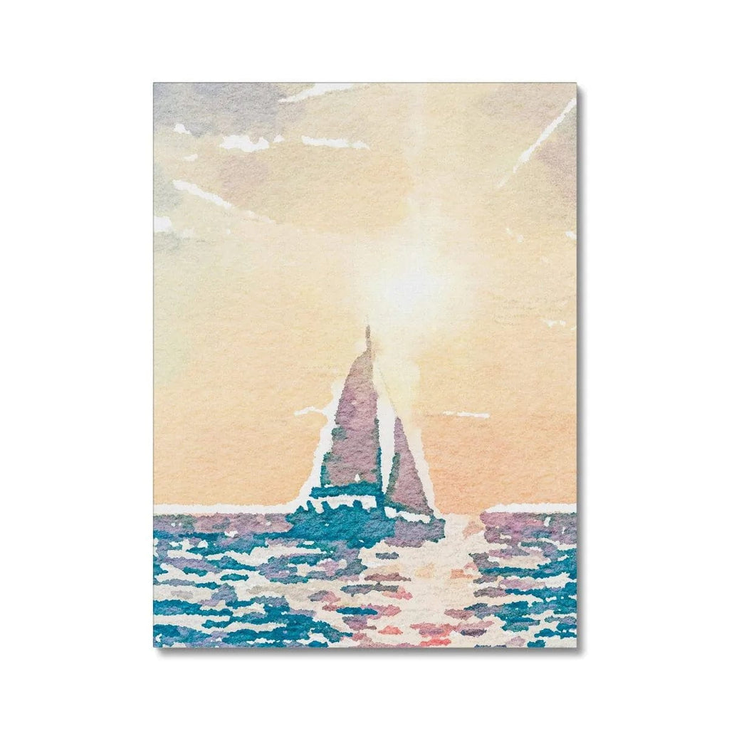 Prodigi Canvas 24"x32" / White Wrap Sunset Sail Boat Watercolour Canvas