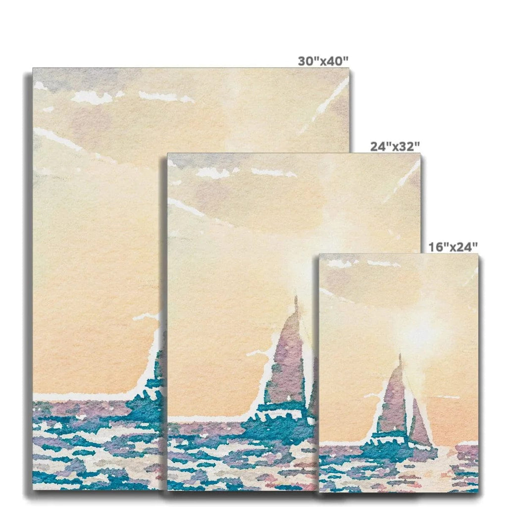 SeekandRamble Canvas Sunset Sail Boat Watercolour Canvas