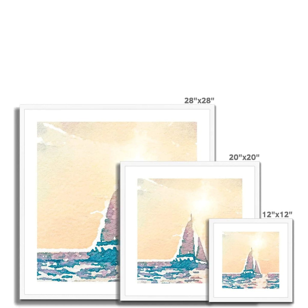 Prodigi Framed Sunset Sail Boat Watercolour Framed & Mounted Print