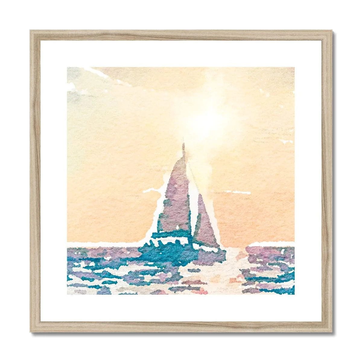 Prodigi Framed Sunset Sail Boat Watercolour Framed & Mounted Print