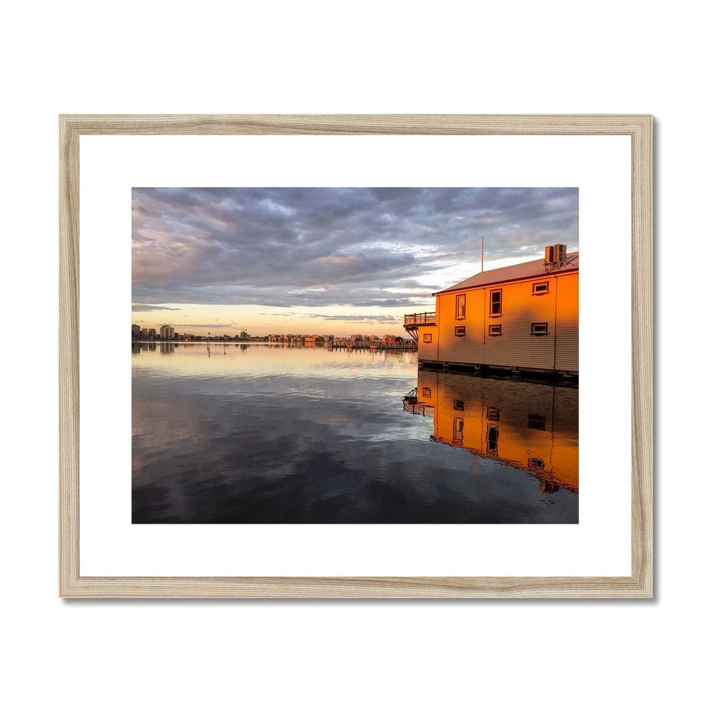 SeekandRamble Framed A4 Landscape (29x21cm) / Natural Frame SWAN RIVER SUNSET Framed & Mounted Print