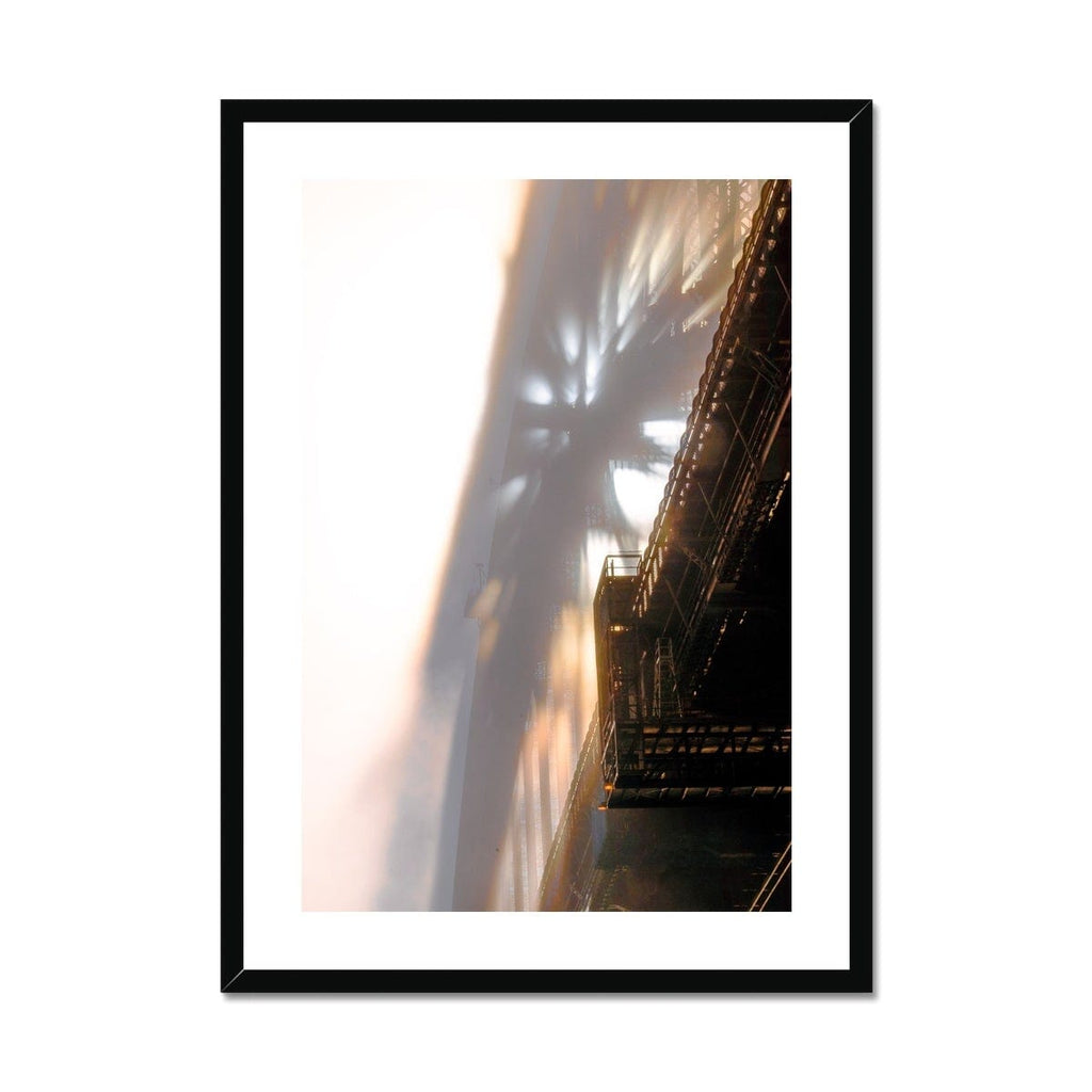SeekandRamble Framed A4 Portrait (21x29.7cm) / Black Frame Sydney Harbour Bridge Morning Fog Sunrise Glow Framed & Mounted Print