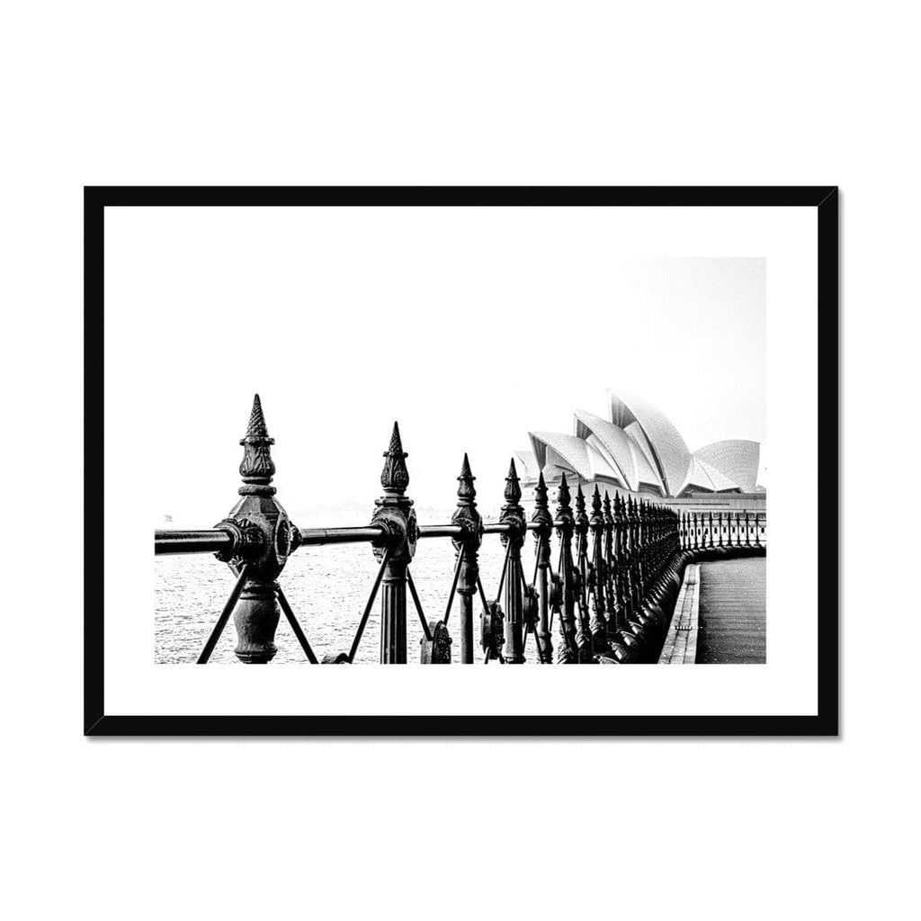 Seek & Ramble Framed A4 Landscape / Black Frame Sydney Opera House Morning Fog Framed & Mounted Print