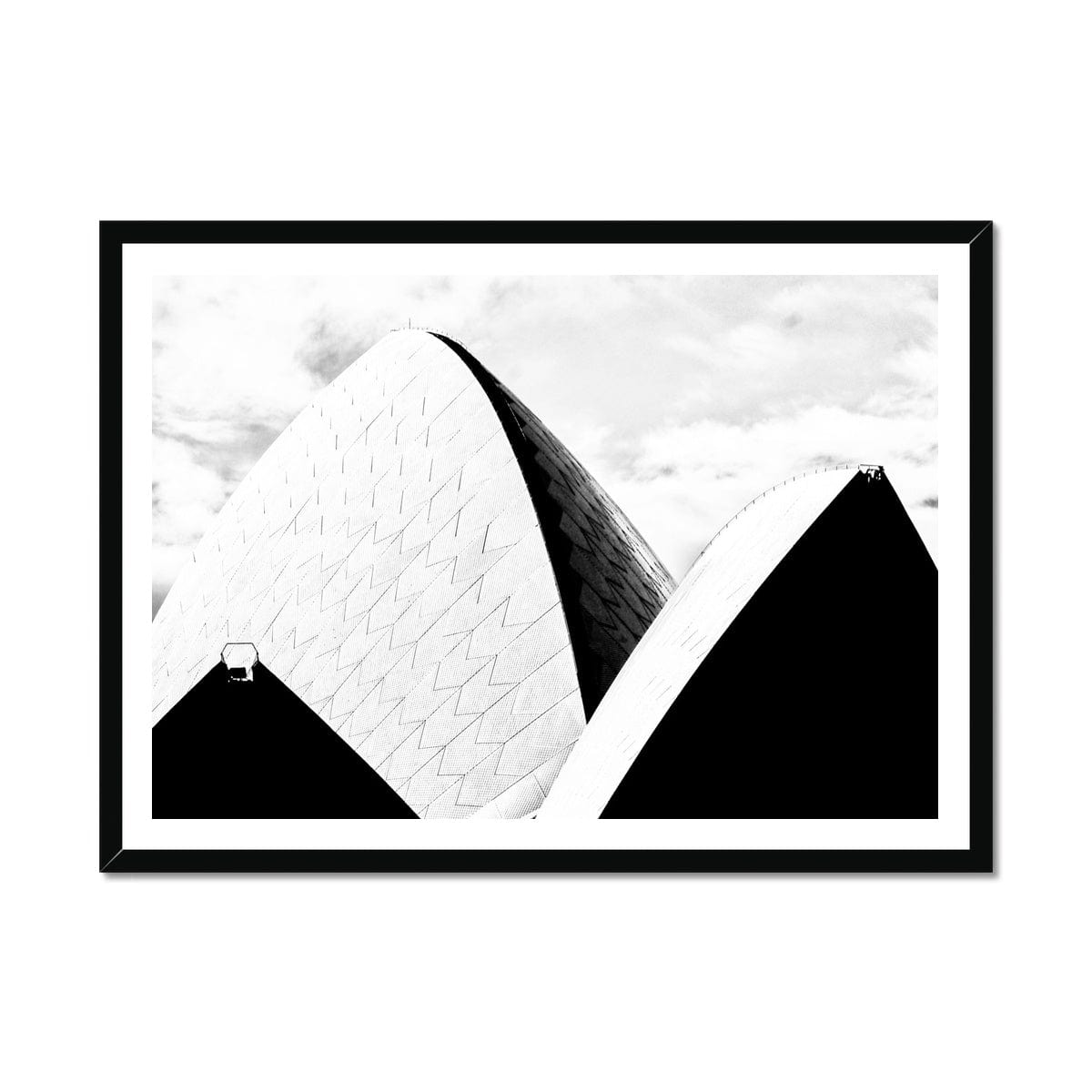 Adam Davies Framed 14"x11" (35.56x27.94cm) / Black Frame Sydney Opera House Sails Black & White Framed Print