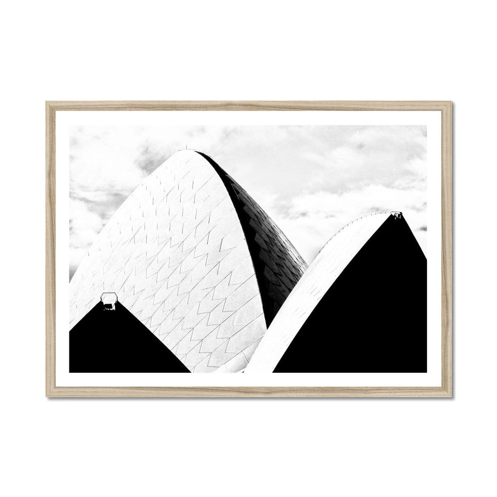SeekandRamble Framed 14"x11" (35.56x27.94cm) / Natural Frame Sydney Opera House Sails Black & White Framed Print