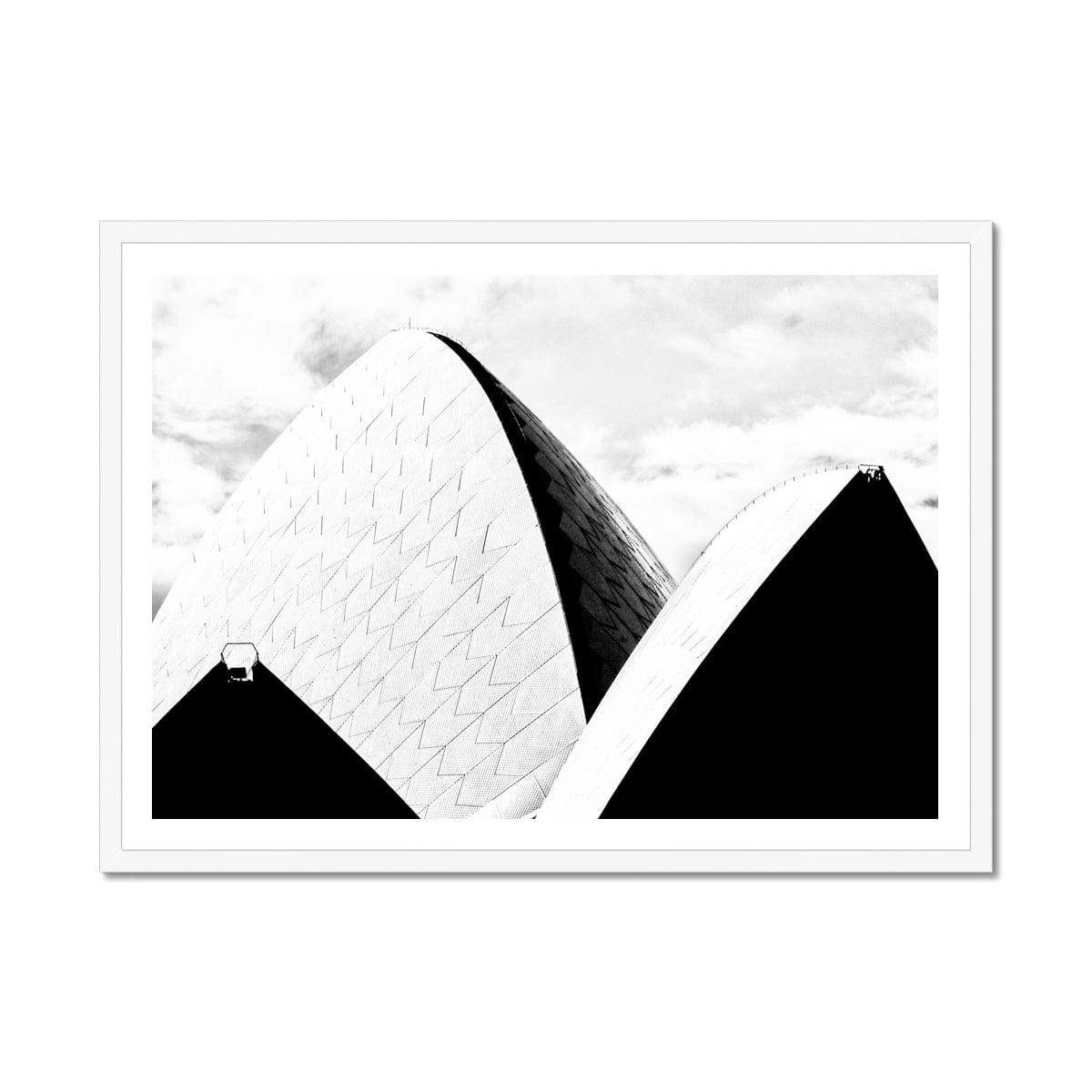 Adam Davies Framed 14"x11" (35.56x27.94cm) / White Frame Sydney Opera House Sails Black & White Framed Print