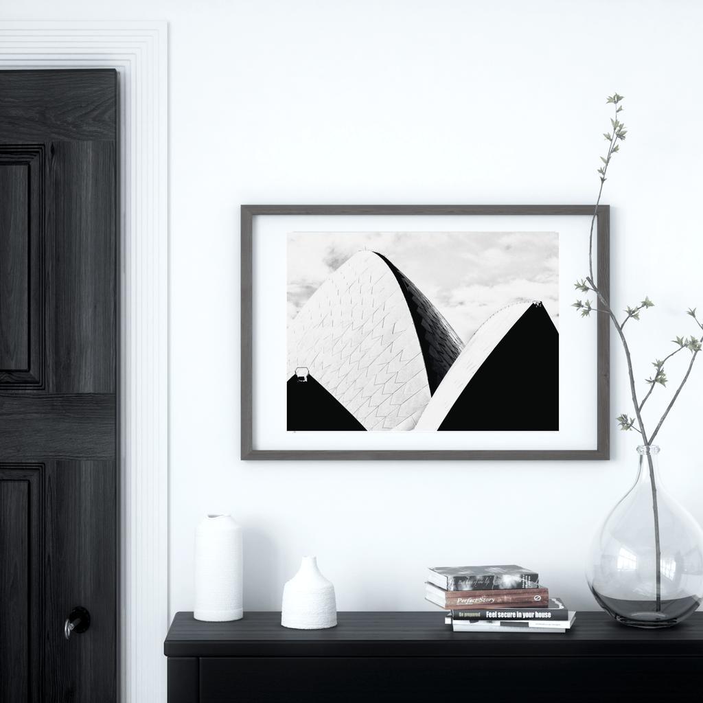 Adam Davies Framed Sydney Opera House Sails Black & White Framed Print