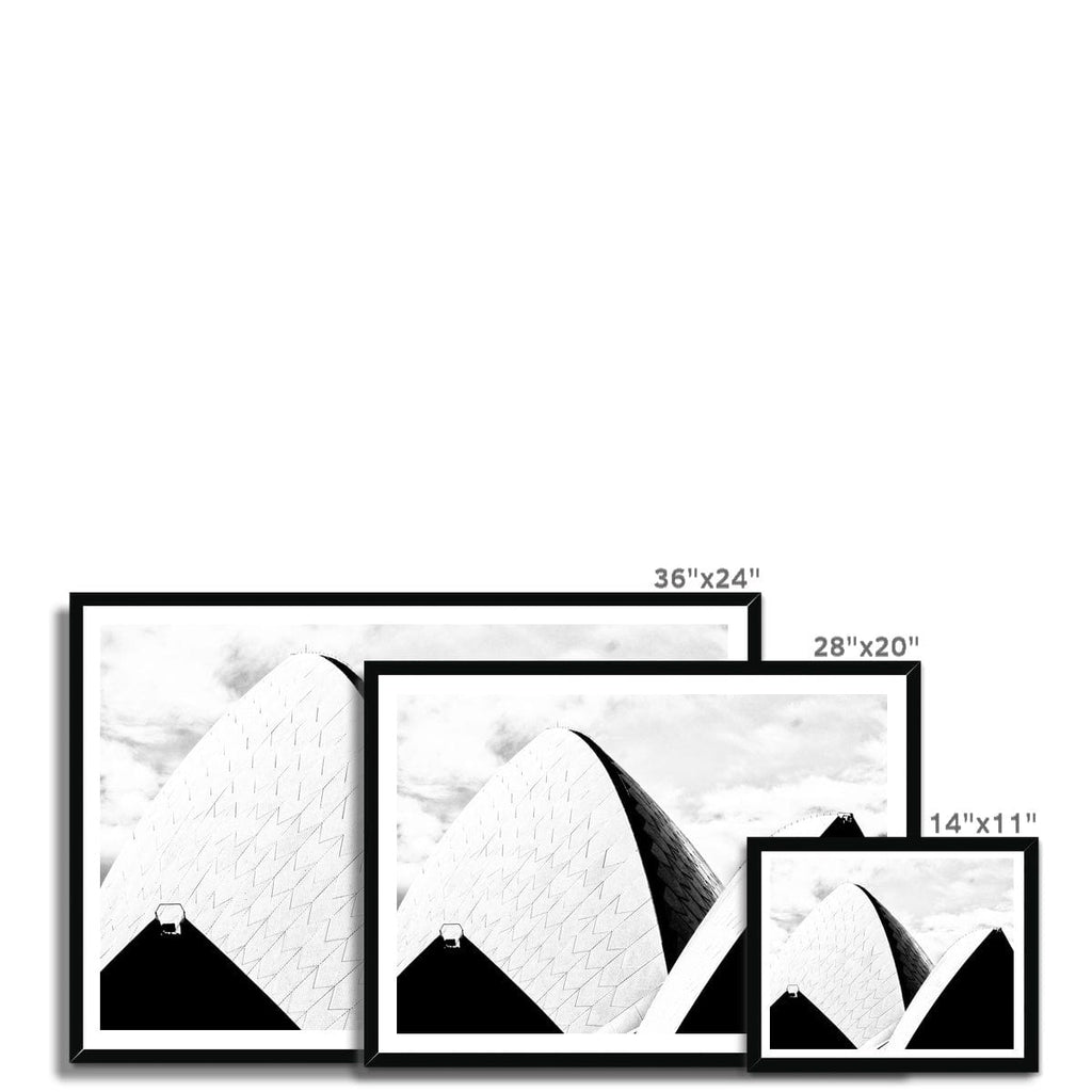SeekandRamble Framed Sydney Opera House Sails Black & White Framed Print