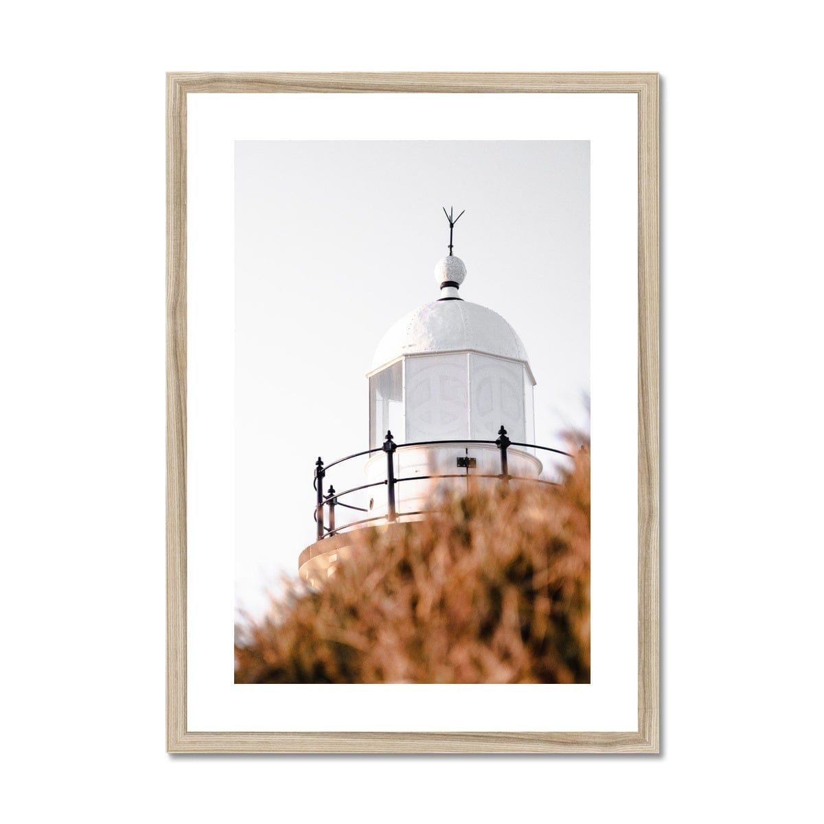 Adam Davies Framed A4 Portrait / Natural Frame Tacking Point Lighthouse Port Macquarie Framed Print