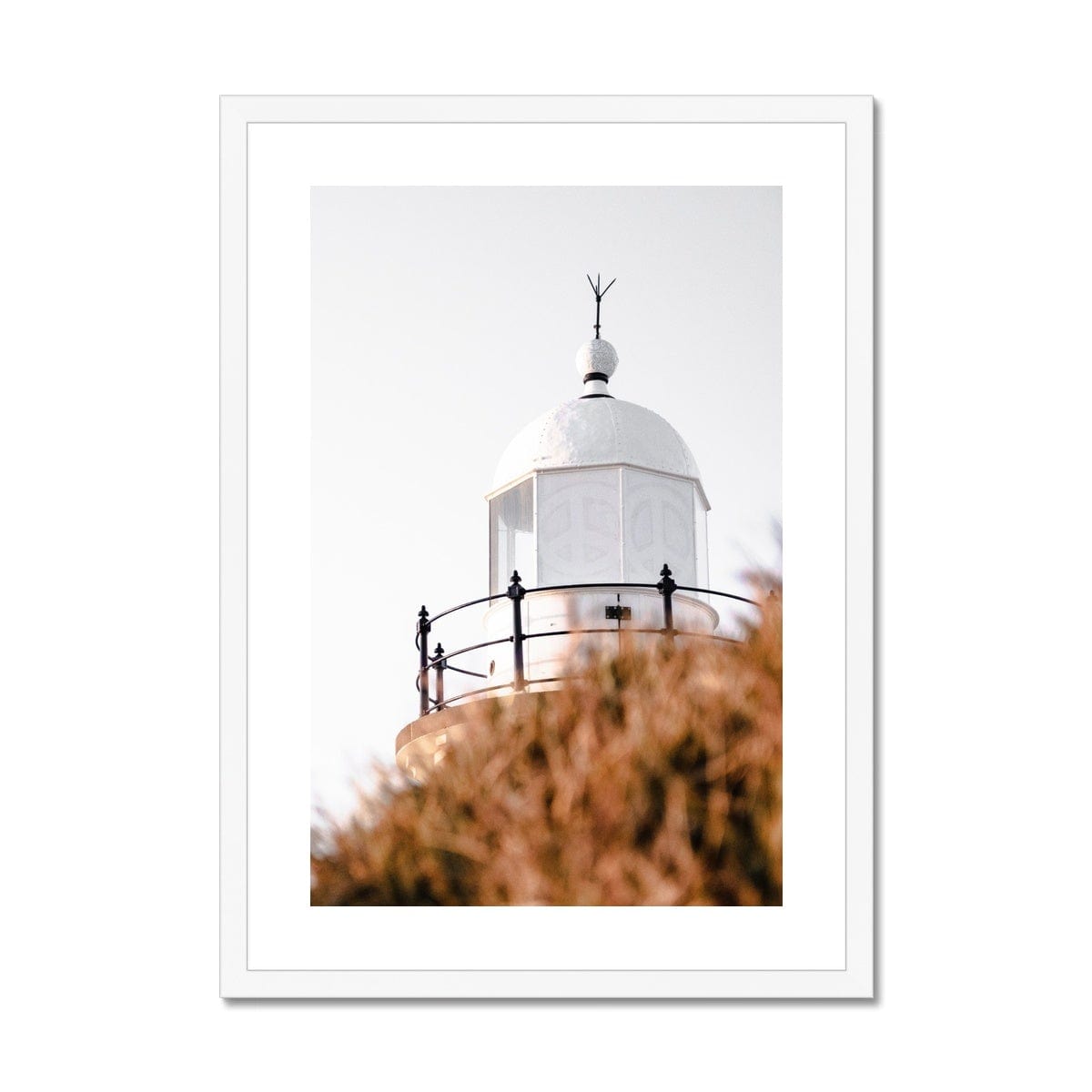Adam Davies Framed A4 Portrait / White Frame Tacking Point Lighthouse Port Macquarie Framed Print
