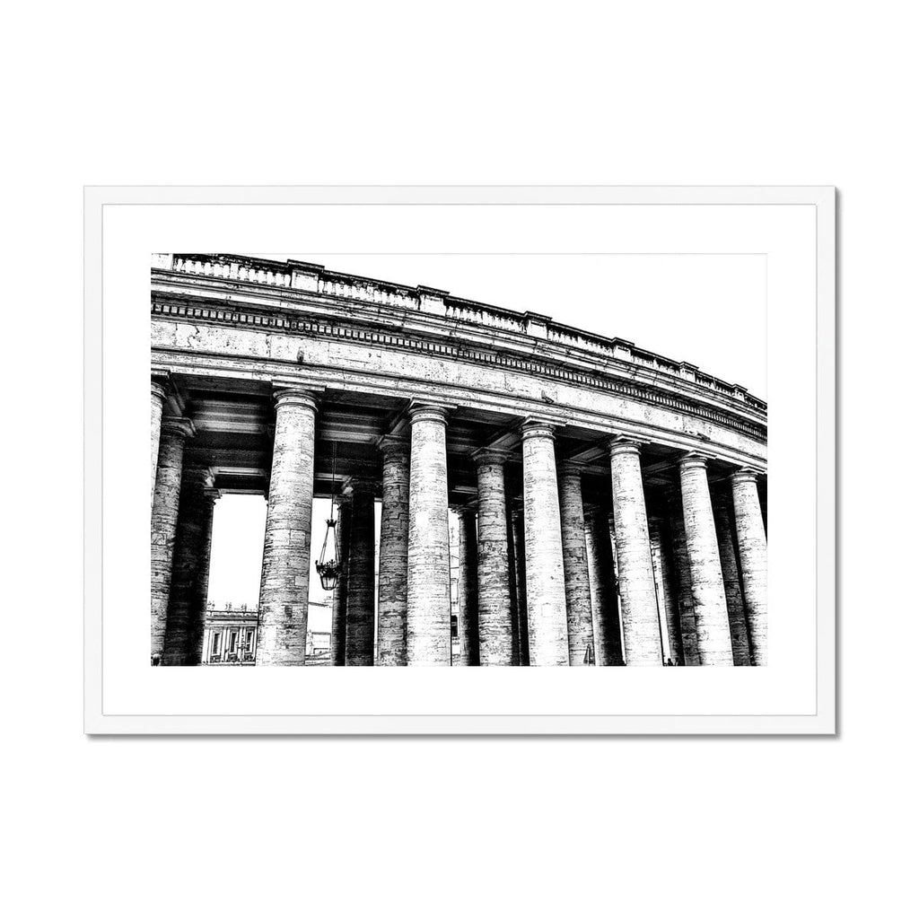 SeekandRamble Framed A4 Landscape (29x21cm) / White Frame The Colonnades of St. Peter's The Vatican Framed & Mounted Print
