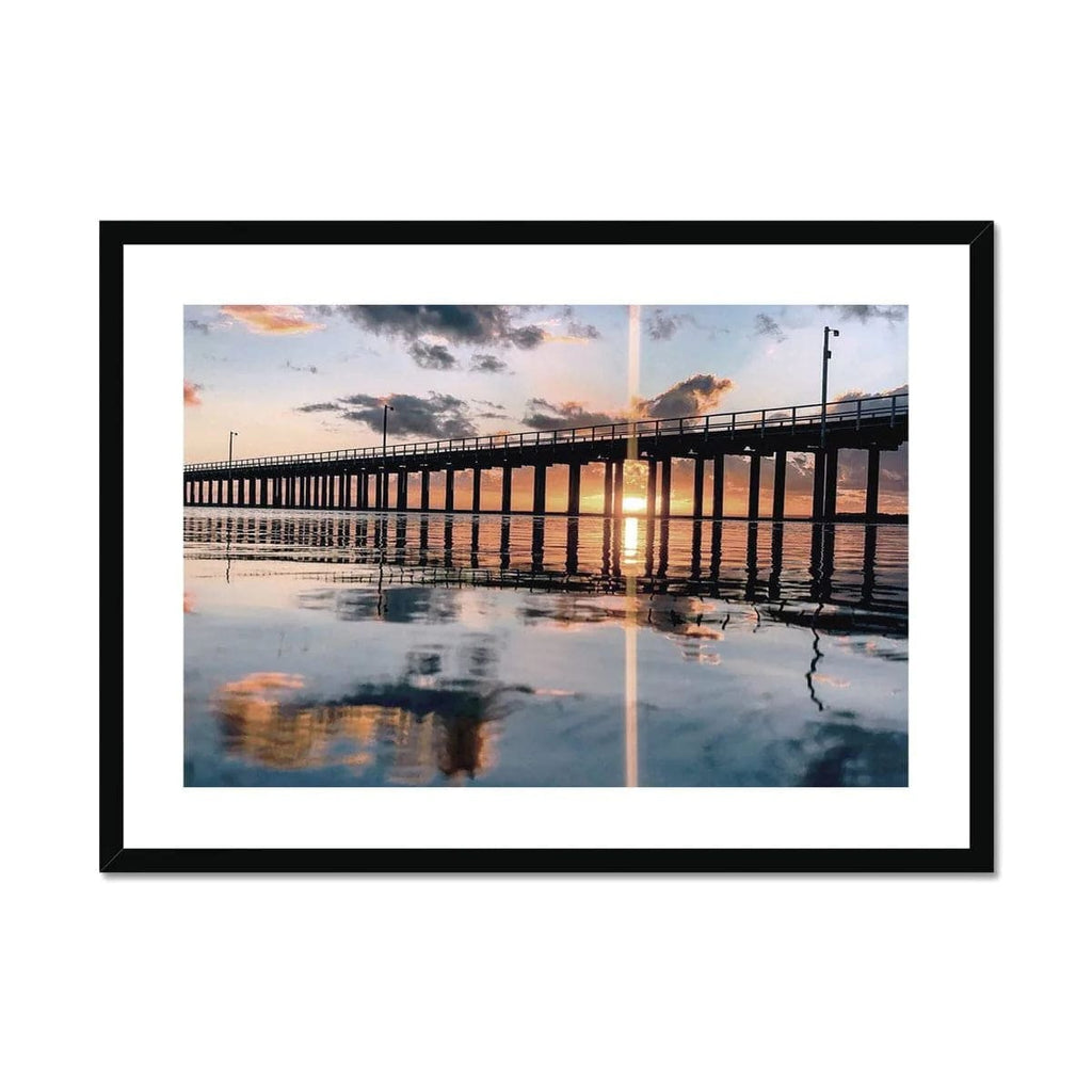 SeekandRamble Framed 28"x20" / Black Frame Urungan Pier Sunrise Framed & Mounted Print