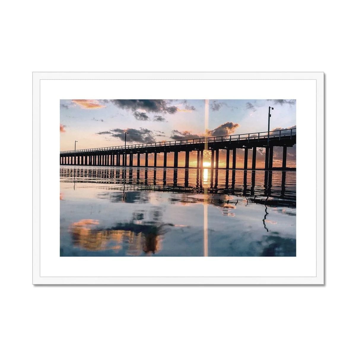 Seek & Ramble Framed A4 Landscape / White Frame Urungan Pier Sunrise Framed & Mounted Print