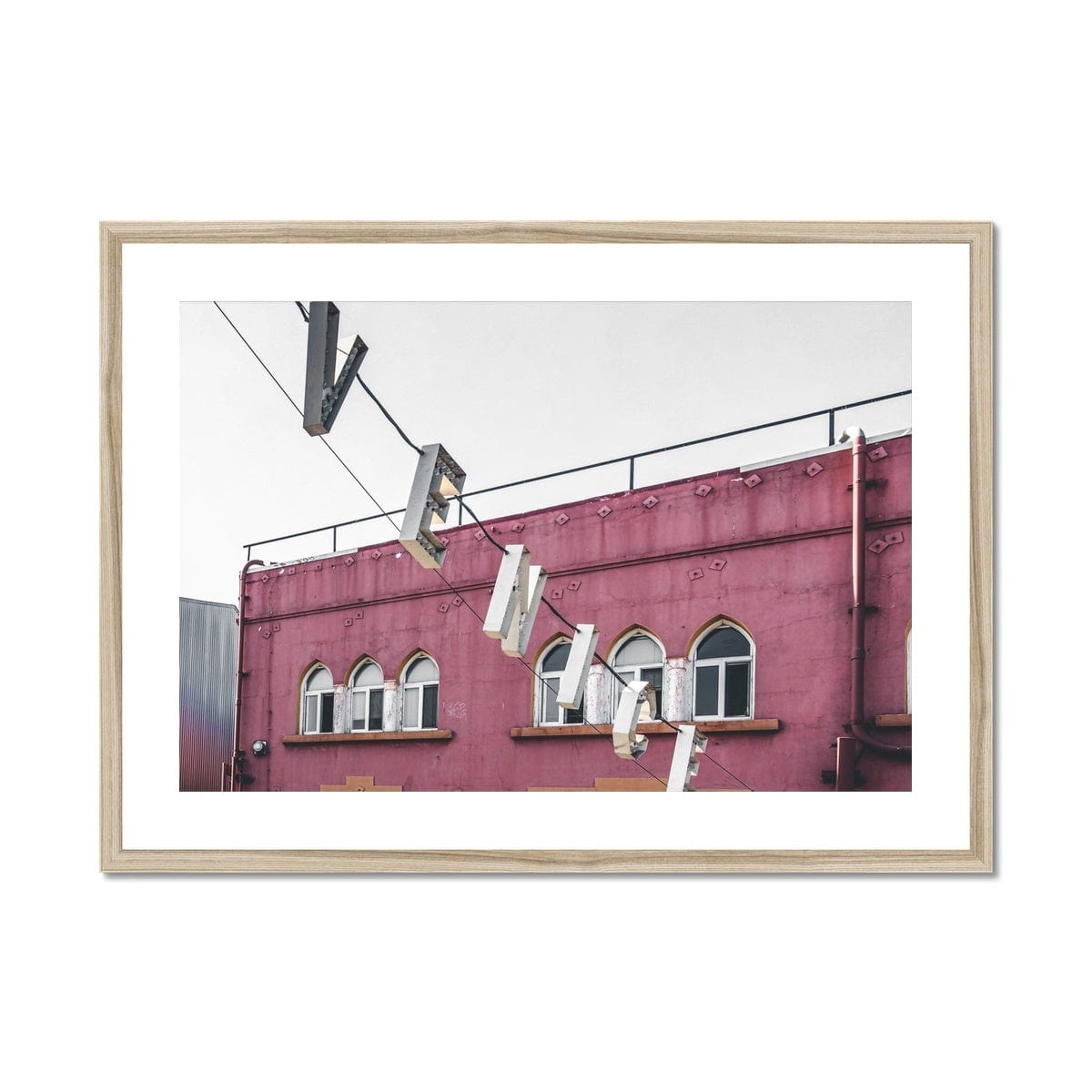 Seek & Ramble Framed A4 Landscape (29x21cm) / Natural Frame Venice Beach Sign  Framed & Mounted Print