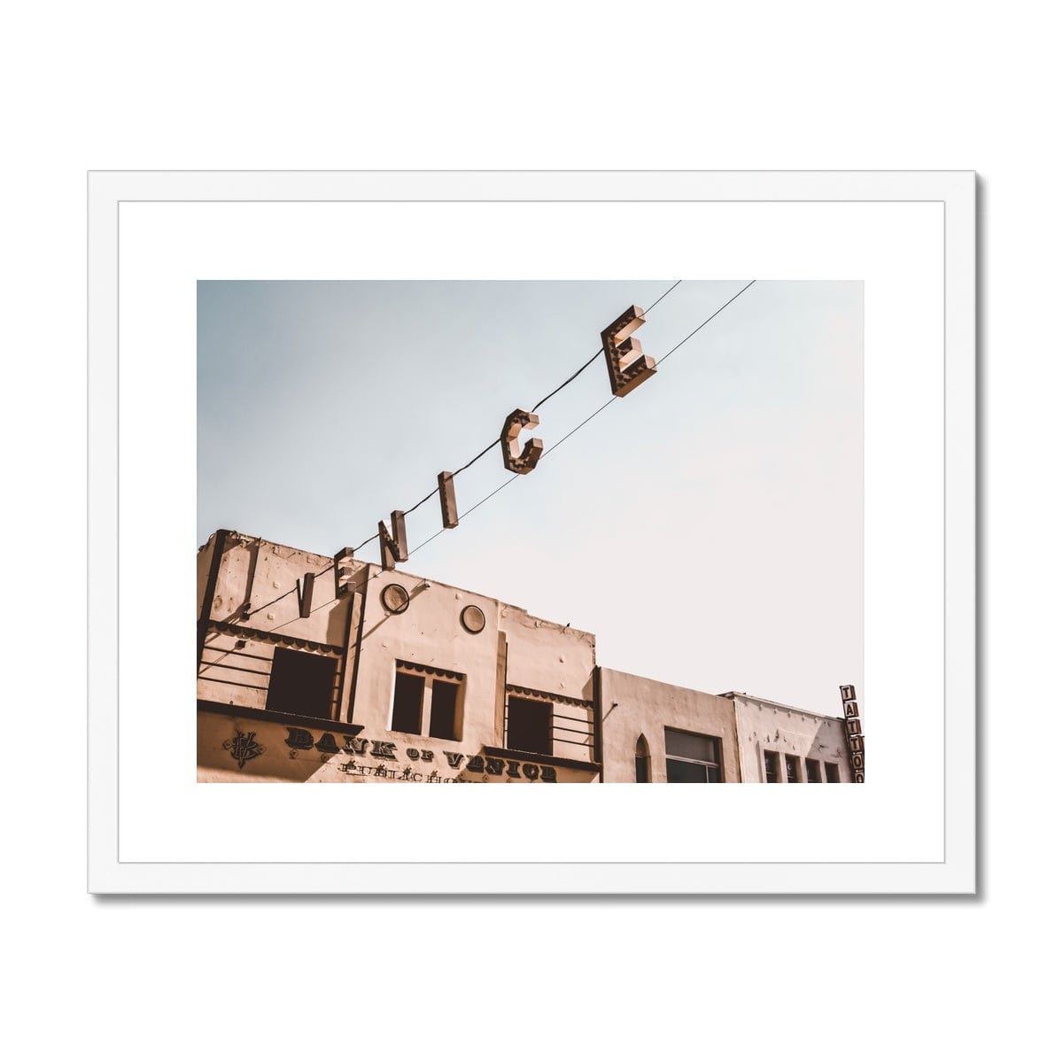 Seek & Ramble Framed A4 Landscape (29x21cm) / White Frame Venice Sign Overhead Framed & Mounted Print
