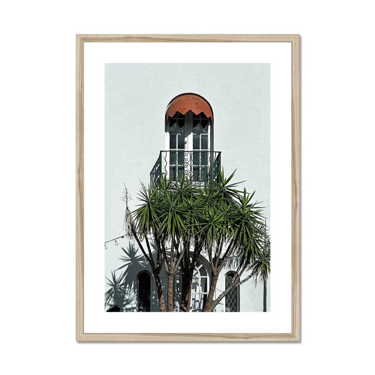 Adam Davies Framed A4 Portrait / Natural Frame Villa Balcony Framed & Mounted Print