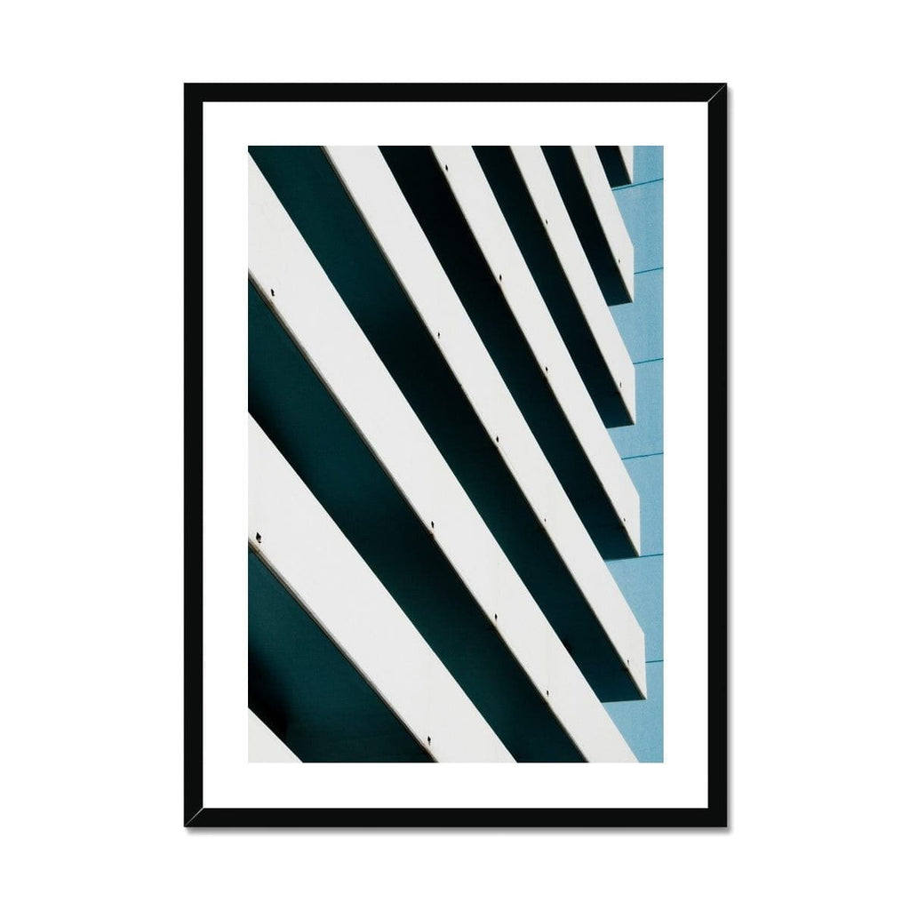 SeekandRamble Framed 20"x28" / Black Frame Waikiki Balcony Blue Lines Print