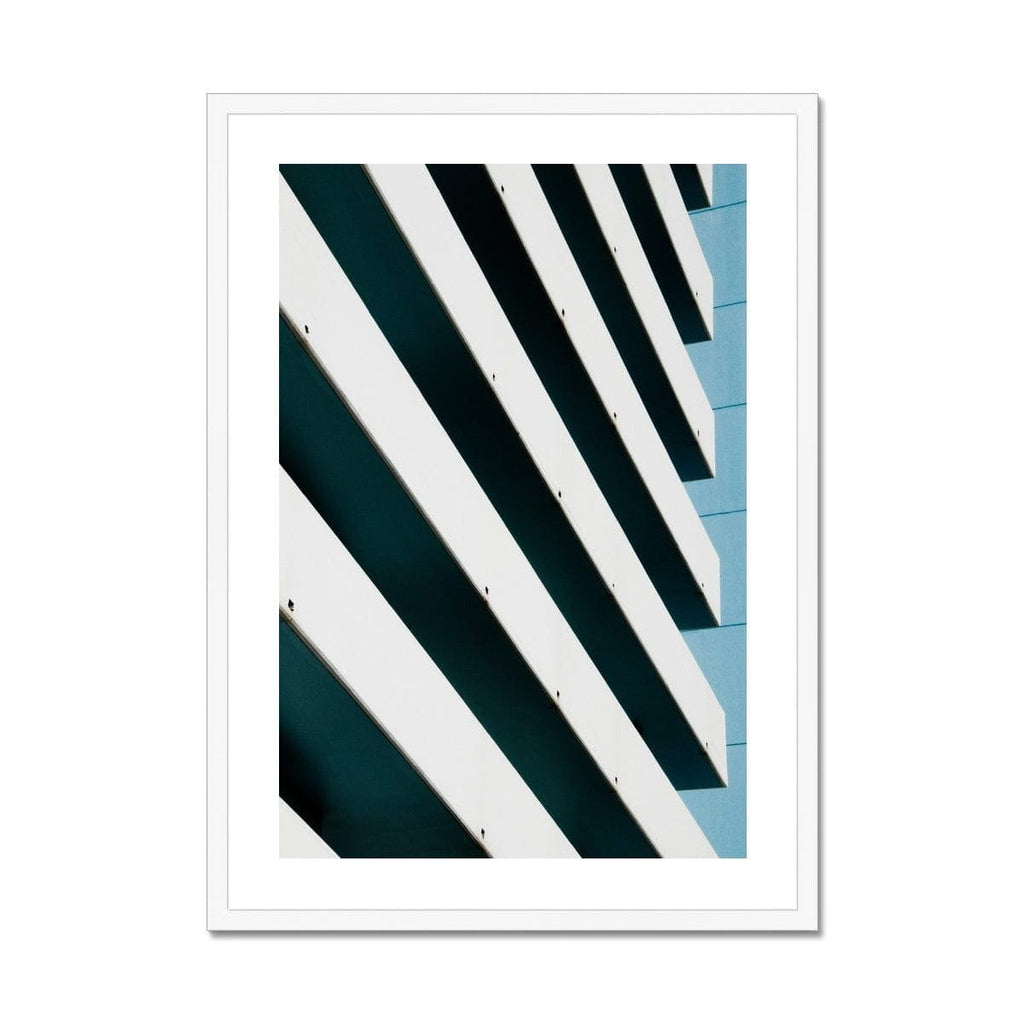 SeekandRamble Framed 20"x28" / White Frame Waikiki Balcony Blue Lines Print