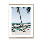 Seek & Ramble Framed A4 Portrait / Natural Frame Waikiki Beach Blue Beds Framed Print