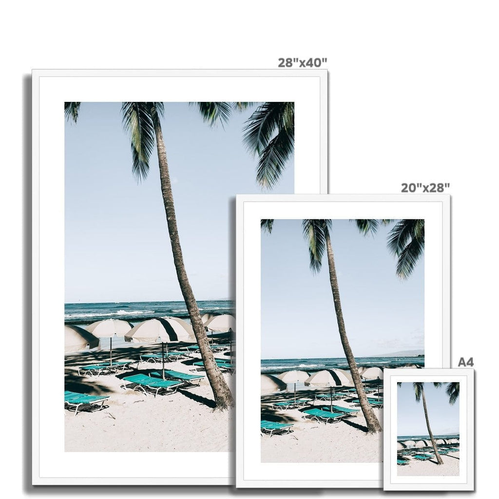 SeekandRamble Framed Waikiki Beach Blue Beds Framed Print