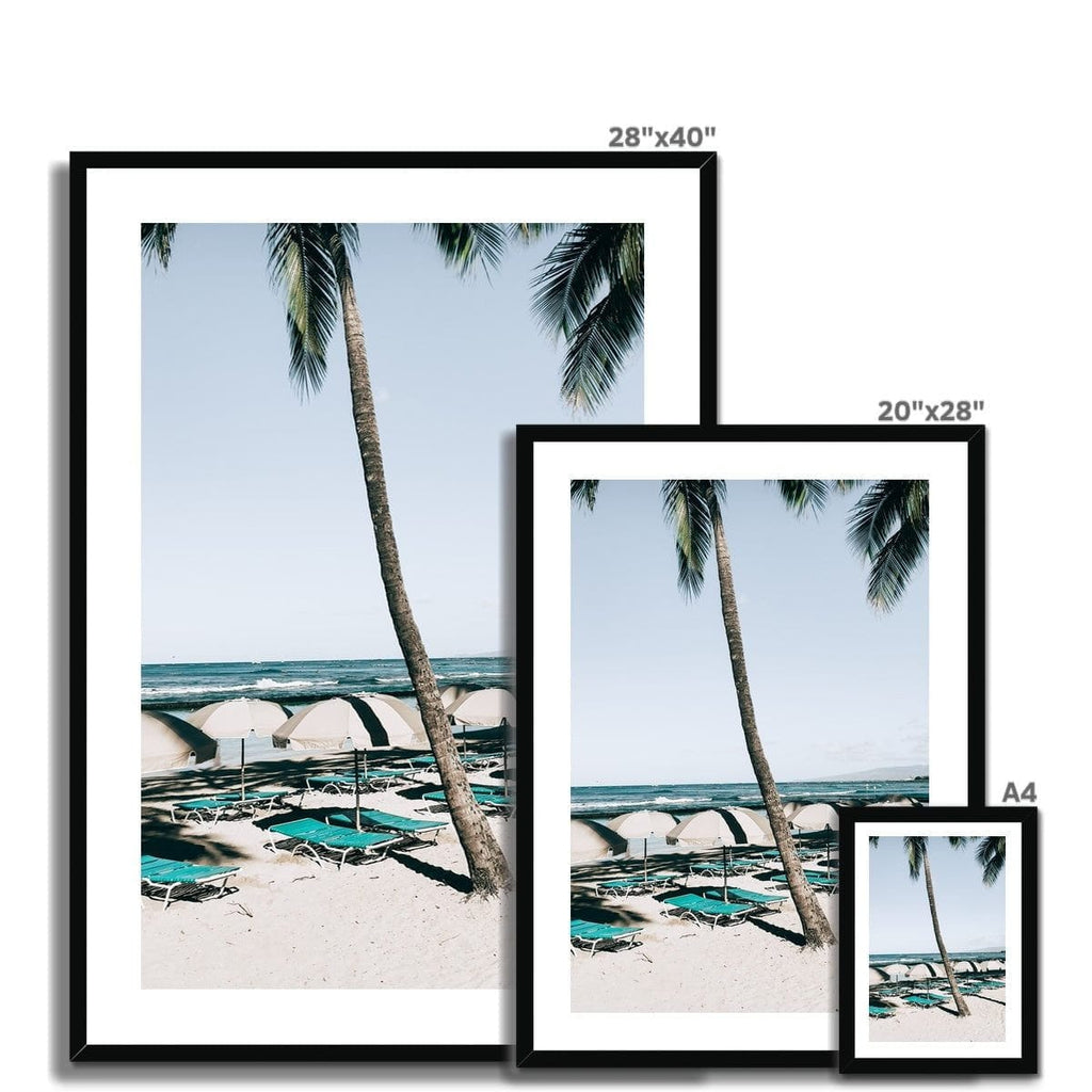 Seek & Ramble Framed Waikiki Beach Blue Beds Framed Print