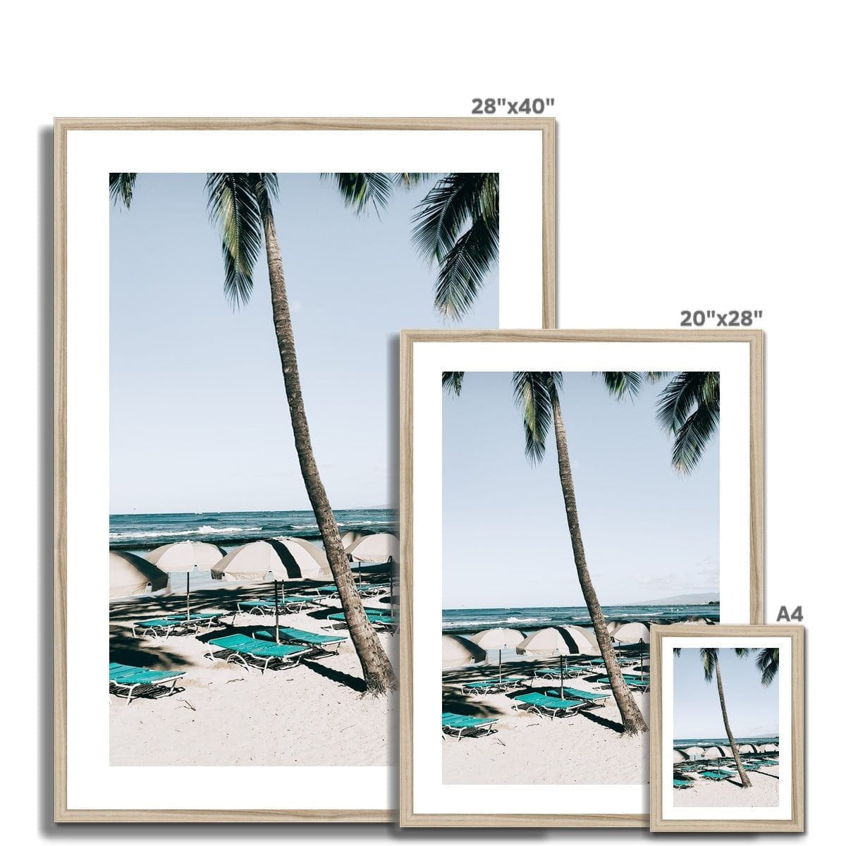 Seek & Ramble Framed Waikiki Beach Blue Beds Framed Print