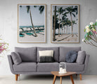 Seek & Ramble Framed Waikiki Beach Blue Beds Framed Print