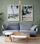 Seek & Ramble Framed Waikiki Beach Blue Beds Framed Print