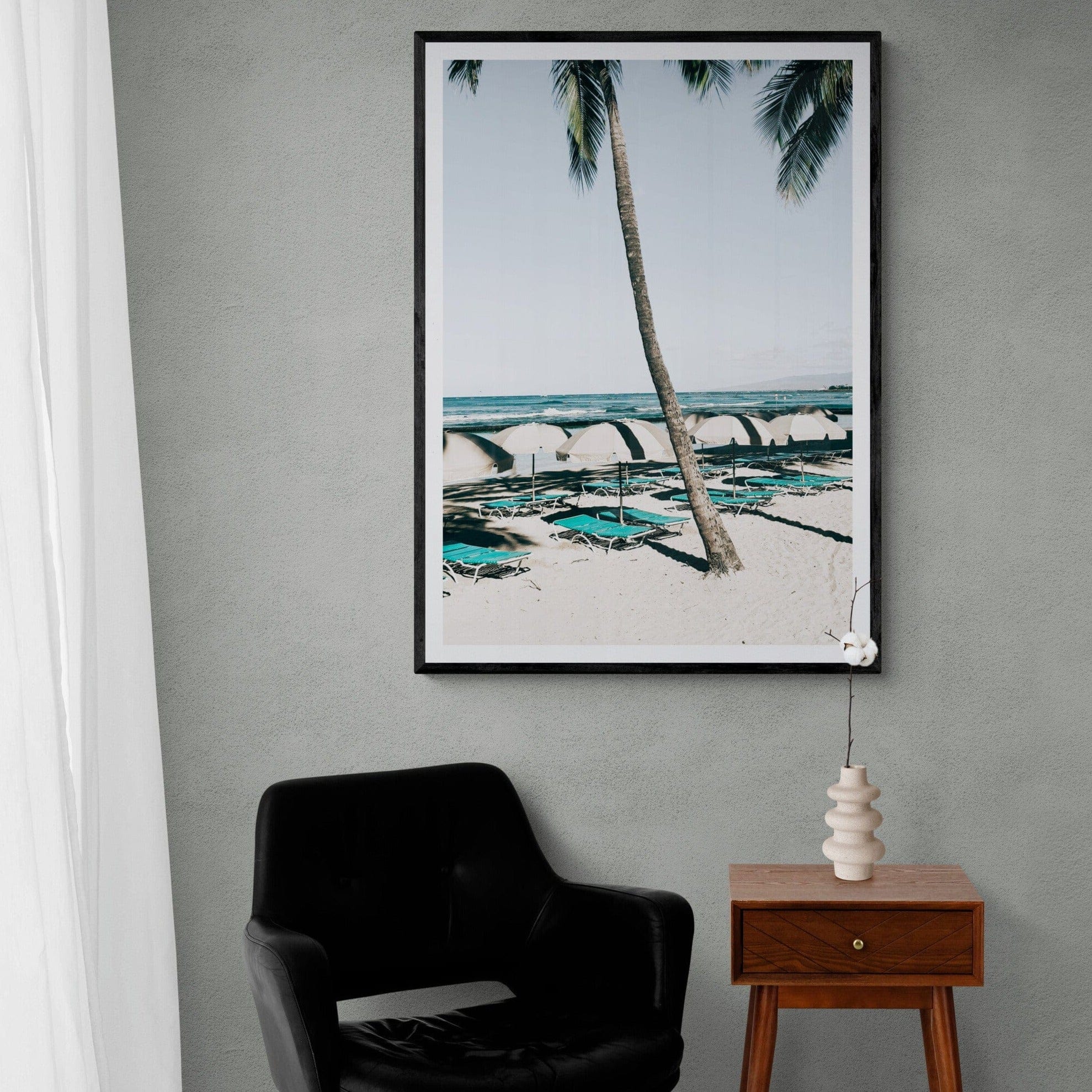 Seek & Ramble Framed Waikiki Beach Blue Beds Framed Print