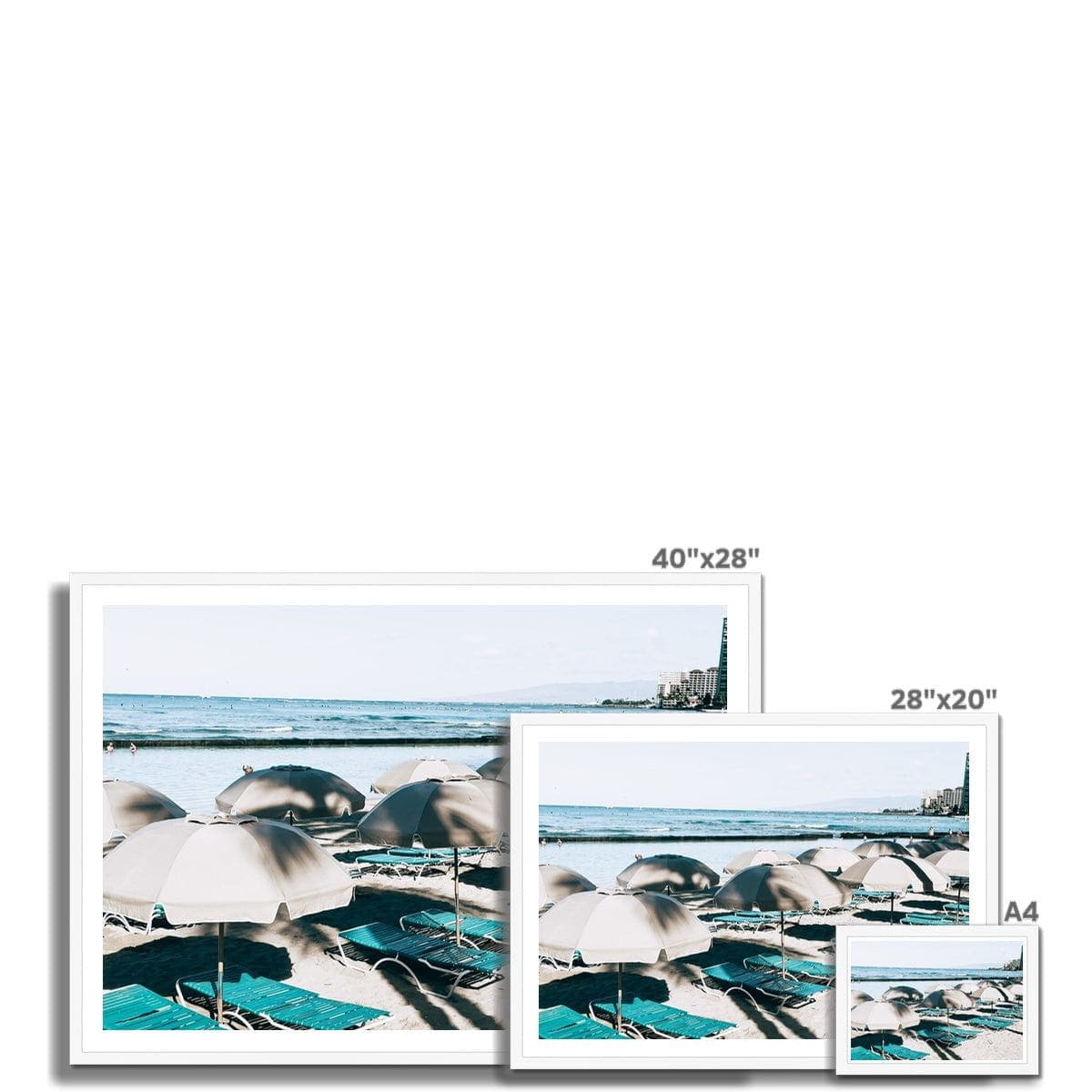 Seek & Ramble Framed Waikiki Beach Blue Beds Print