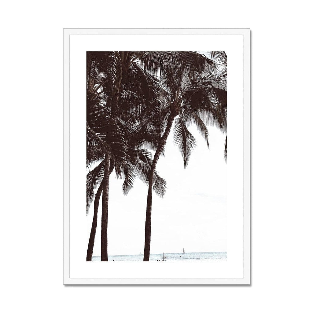 SeekandRamble Framed 20"x28" / White Frame Waikiki  Palm Trees  Framed & Mounted Print