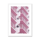 Seek & Ramble Framed 12"x16" (30.48x40.64cm) / White Frame Waikiki Abstract Architecture Pink Balconies Print