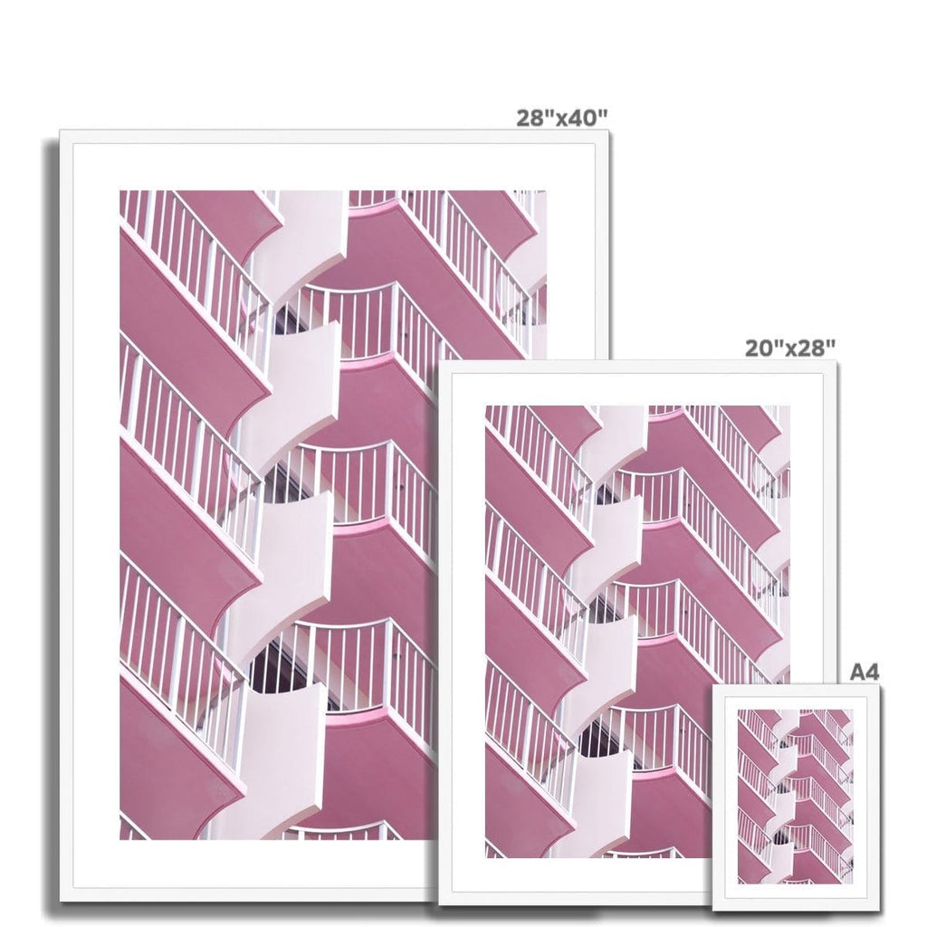 SeekandRamble Framed Waikiki Pink Balconies Print